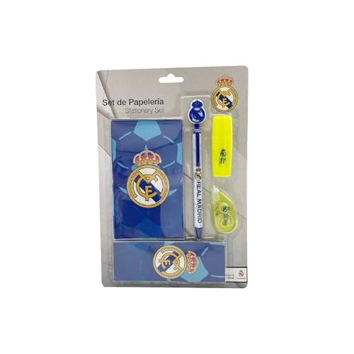 Offerta a tempo: Marchi CyP - Real Madrid, set di cancelleria, scrittura, segnalibro, evidenziatore, correttore, penna a sfera, blocco note, colore bianco, prodotto ufficiale - 0.00% da 7.36 € a 7.36 €