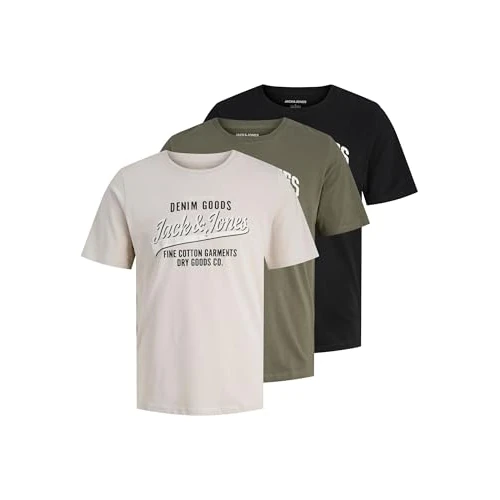 Limitiertes Angebot: JACK & JONES Herren Jjethan Tee Ss Crew Neck 3Pk Mp Noos, Dusty Olive, Large (3er Pack) von 34.99 EUR auf 29.89 EUR (Spare 15%)