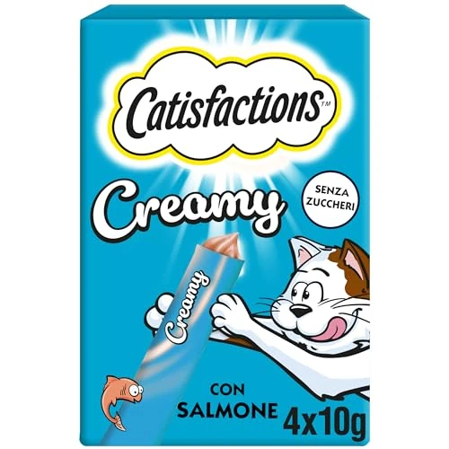 Offerta a tempo: Catisfactions, Snack Cremoso Liquido per Gatto, con delizioso Salmone, 11 Confezioni da 40g - 27% da 22.99 € a 16.83 €