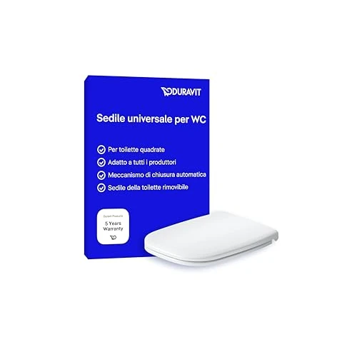 Duravit Sedile Univavo, sedile wc universale ovale, Sedile della toilette con doppio meccanismo a chiusura rallentata, tavoletta wc Sgancio rapido per una facile installazione, prodotto in UE, Bianco