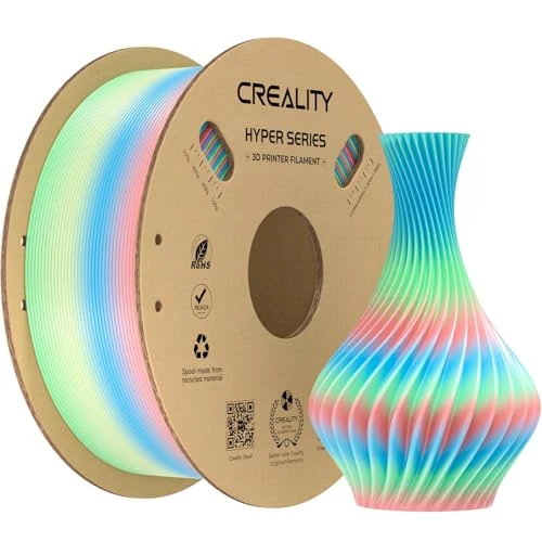 Creality Rainbow PLA voor Ender 3 V3 Plus, filament voor 3D-printer, ontworpen voor hoge snelheid van 600 mm/s, 1 kg/spoel, Hyper PLA regenboog met kleurverloop, ± 0,03 mm