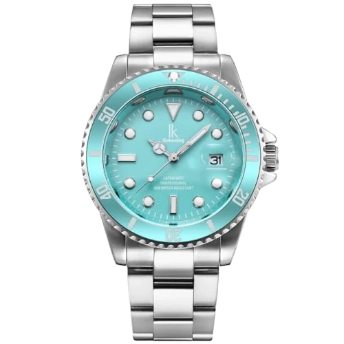 Limited-time offer: Alienwork Watch Men Women Silver Stainless Steel Metal Strap Calendar Date Light Blue Classic Elegant from 37.08 GBP to 37.08 GBP (save 0%)
