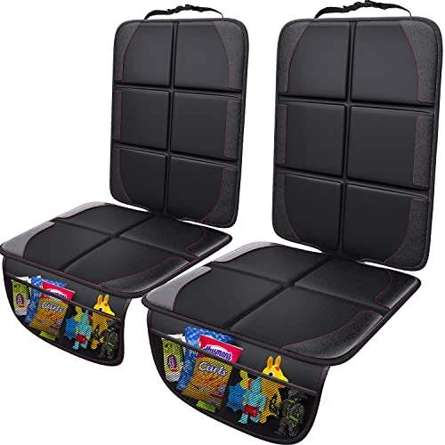 Gimars Kinderstoelonderlegger, 2 Stuks, Isofix, Waterdichte 600D-stof Autostoelbeschermer met 2 Gaaszakken Antisliprug, Universele Kinderzitbescherming voor Baby en Huisdier SUV Sedan Leren Stoelen