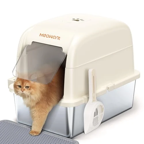 Offre limitée : MeoWant Bac à Litière pour Chat en Acier Inoxydable, XXL Bac à Litière avec Pelle, Type Fermé en Forme de U Toilette, Toilettes pour Chat Amovibles avec Boîte de Charbon Actif Cachée sur Dessus de 79.99 EUR à 75.99 EUR (remise 5%)