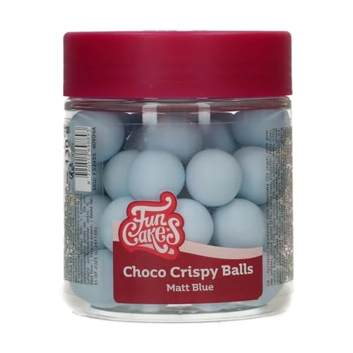 FunCakes Boules Choco Croustillantes Matt Blue - Perles en Chocolat Comestibles, Parfaites pour Décorer des Gâteaux, Cupcakes, Biscuits, Tartes et plus encore - Décoration de Gâteaux - 60g
