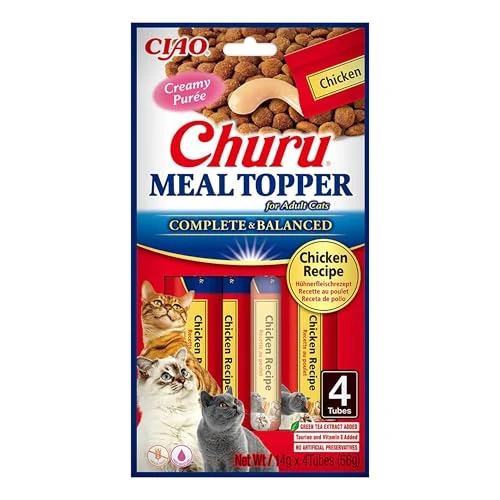 Offre limitee: INABA Chiuru Friandises pour Chats Meal Toppers - Recette de Thon au Saumon (4 x 14 g) / Garniture Alimentaire en purée Douce et crémeuse, délicieuse et Saine, Naturelle, sans céréales de 3.59 EUR a 3.59 EUR (economie 0%)