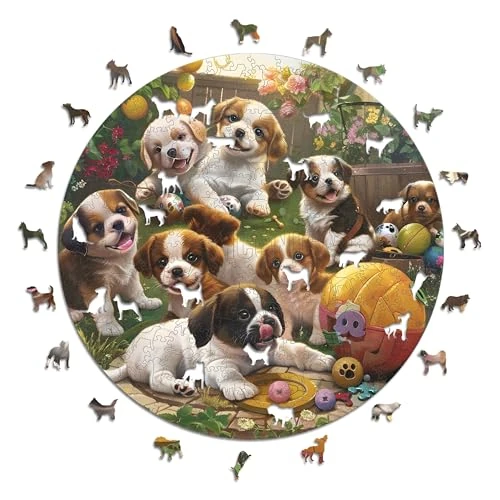 Offre limitee: Iconic Puzzles - Petits Chiens dans Le Jardin, Animaux fantastiques, Puzzle en Bois 100% Durable, Cadeaux pour Enfants et Adultes, Taille L, 600 pièces de 49.90 EUR a 37.17 EUR (economie 26%)