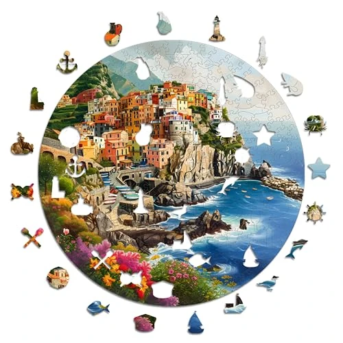 Iconic Puzzles - Portofino, Italia, Puzzle de Madera 100% Sostenible, Regalos para Niños y Adultos, Talla M, 350 Piezas