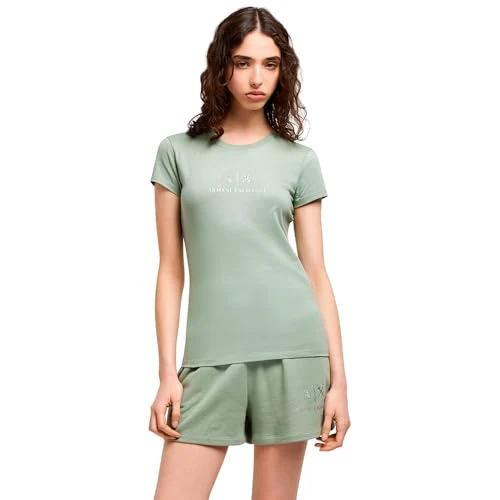 Armani Exchange Donna Arte Sella, Logo Lucido, vestibilità Normale, Verde, L, Salvia, L