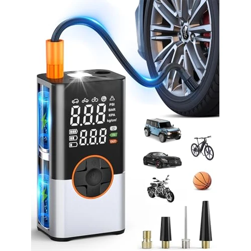 Oferta limitada: BIBURY Bomba de aire eléctrica para bicicleta, 8000 mAh, 150 PSI con 5 modos, bomba de aire portátil, con linterna LED, banco de energía para coche, moto, bicicleta, pelotas de 47.49 EUR a 47.49 EUR (ahorro 0%)