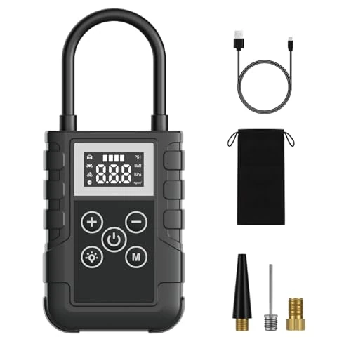 YOYOPOW Pompa koła samochodu,150 PSI Sprężarka Powietrza,4000mAh Pompa Powietrza z 4 Tryby Nadmuchiwania,Wyświetlacz LCD,Światło LED, Wykrywanie ciśnienia powietrza dla samochodów, motocykli, rowerów