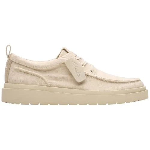 Clarks - Polden Moc, de los Hombres, Off White Canvas,