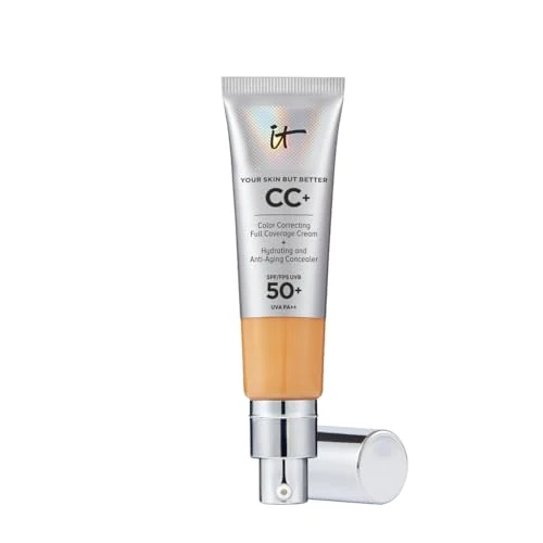 Begrenztes Angebot: iT COSMETICS, CC+ Anti-Aging-Creme und Foundation, hohe Deckkraft, wasserfest, natürliches Finish, Formel mit Peptiden, Kollagen und Vitaminen, Your Skin But Better, Farbtöne: Tan Warm, 32 ml von 48.00 EUR auf 29.40 EUR (Rabatt 39%)
