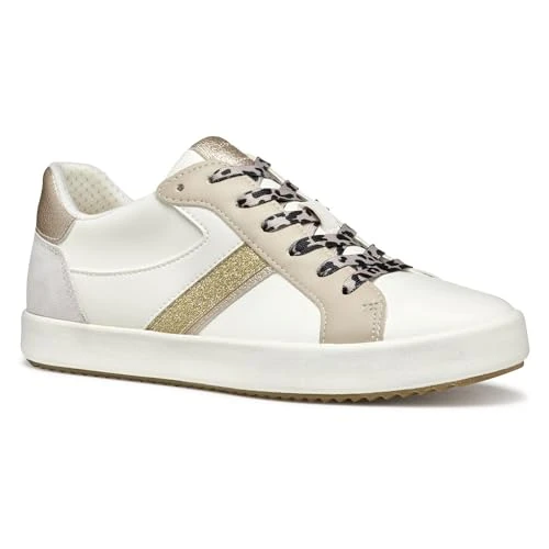 Geox D BLOMIEE C, Scarpe da Ginnastica Donna, Optic White/Beige, 35 EU