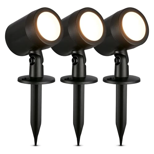 Offerta a tempo: BRILONER - Set di 3 faretti LED da esterno con spina, resistenti agli spruzzi, colore della luce bianco caldo, lampada da esterno, illuminazione da giardino, luci da esterno giardino - 17% da 29.95 € a 24.94 €