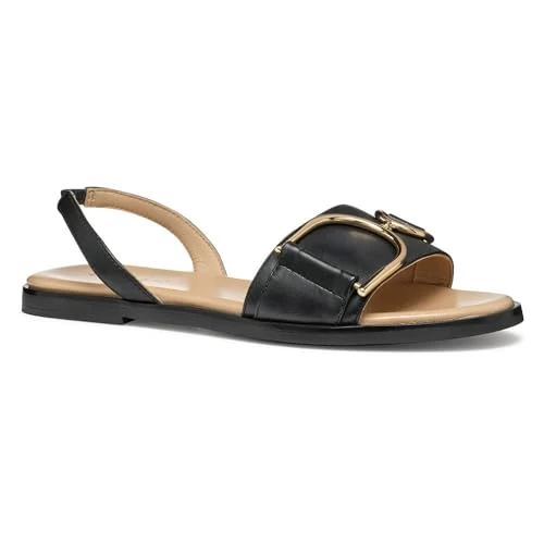 Geox D NAILEEN A, Sandalo Scorrevole Donna, Black, 38.5 EU