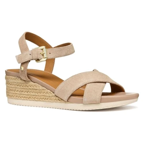 Oferta limitada: Geox - D ISCHIA CORDA B, Sandalia de cuña Mujer, Dk Skin, de 99.90 € a 79.92 € (ahorro 20%)