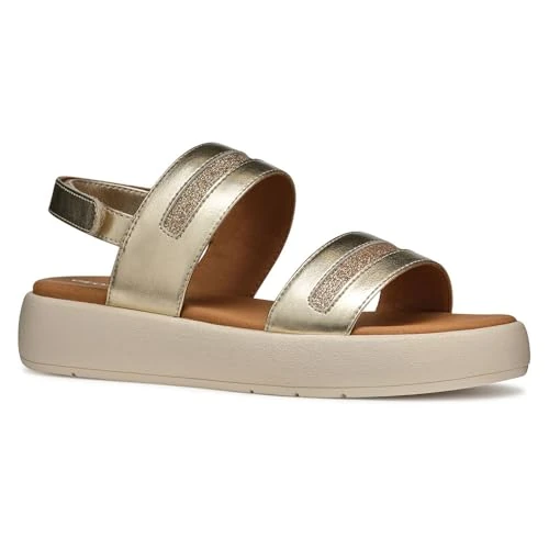 Zeitlich begrenztes Angebot: Geox Damen D CAMALEI C Flat Sandal, Lt Gold, 37 EU von 89.95 € auf 60.91 € (32% Rabatt)