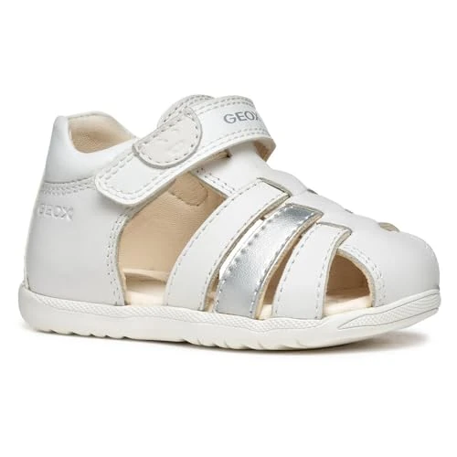 Geox - B SANDAL MACCHIA GIR, Sandalia Bebé - Mädchen, White/Silver,