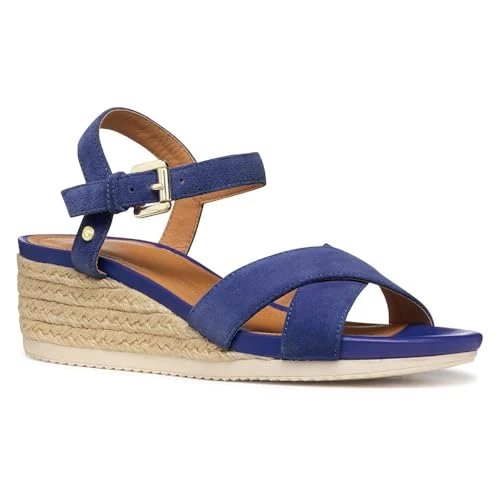Oferta limitada: Geox - D ISCHIA CORDA B, Sandalia de cuña Mujer, Blue, de 74.43 € a 59.94 € (ahorro 19.47%)