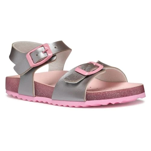 Geox J Adriel Girl I, Sandale Fille, Silver/Pink,