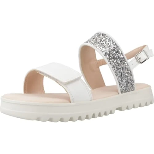 Offerta a tempo: Geox J SANDAL CORALIE GIR - Sandalo Bambina, White/Lt Silver, - 32% da 49.90 € a 33.93 €