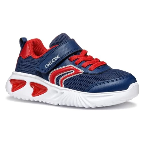 Geox J Assister Boy C, Basket garçon, Navy/Red,