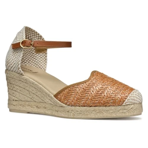 Offerta a tempo: Geox D GELSA Low E - Sandalo con Zeppa Donna, Camel, - 54% da 109.90 € a 50.50 €
