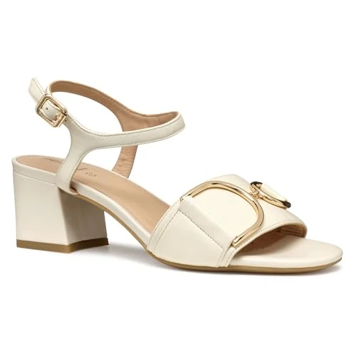 Geox D NEW ERAKLIA 50 B, Sandale à talons femme, Papyrus,