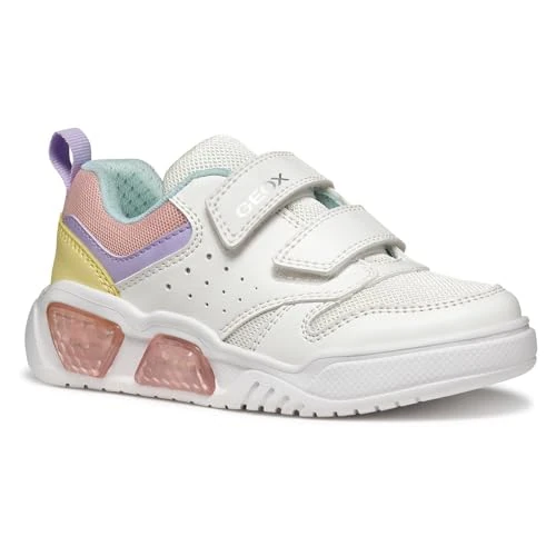 Geox - J ILLUMINUS Girl A, Zapatillas Niñas, White/Multicolor,