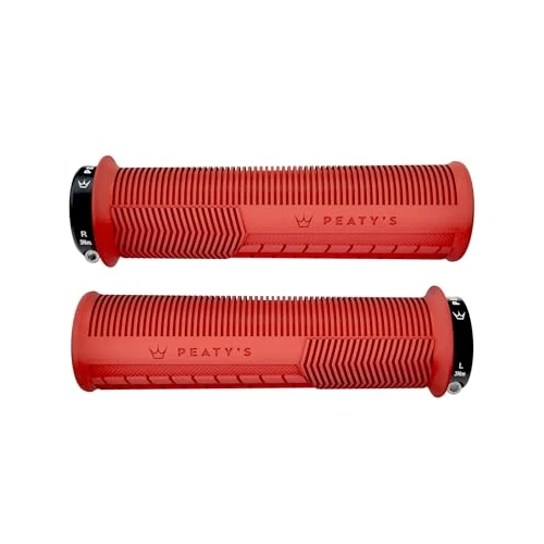Offerta a tempo: Peaty's Manopole Bici MTB Monarch - Impugnature in Mescola Morbida 20a con Texture a Fungo, Manopole Bicicletta Ammortizzanti con Barre ad Alta Presa e Cuscinetto per Pollice - 32-34 mm, Rosso - 14% da 29.99 € a 25.83 €