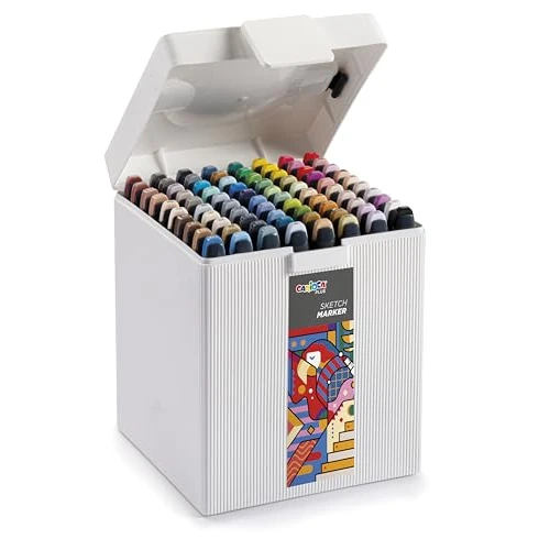 Limitiertes Angebot: CARIOCA Colori Plus Sketch Marker, Marker mit Doppelspitze, Meißel und Pinsel, Tinte auf Alkoholbasis, leichter Geruch, schnelltrocknend (Box mit 80 Acrylmarkern) von 46.36 EUR auf 46.36 EUR (Spare 0%)