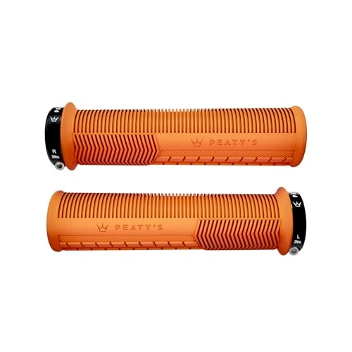 Peaty's Monarch Grips - Mushroom Texture Bike Grips, Ergonomic Handlebar Grip for Trail Comfort, Supportive Thumb Pad & Finger Bars, Durable BMX, Ebike & Mountain Bike Grip - Thin 30-32mm, Orange