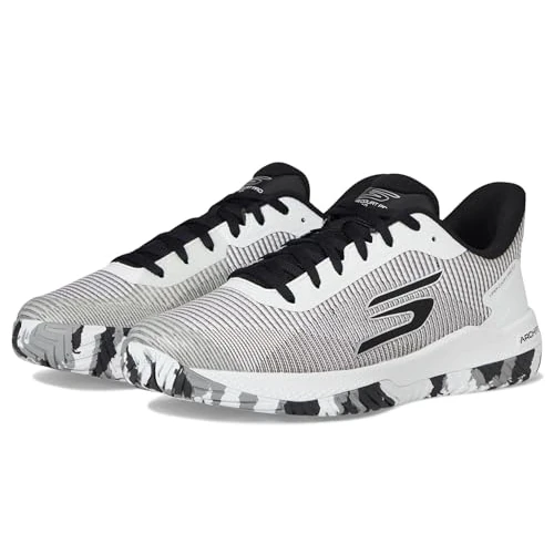 Skechers Sneaker da Donna Viper Court PRO 2.0, Tessuto Sintetico Bianco con Finiture Nere, 45.5 EU