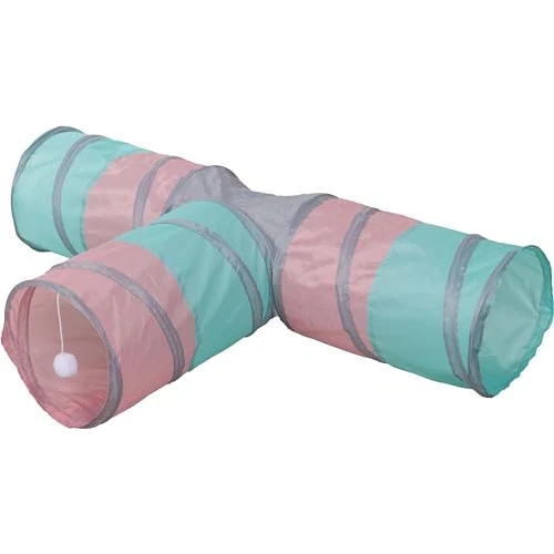 Oferta limitada: Kerbl Pet Túnel para Gatos Triangle, túnel de Juego, Juguete para Gatos, Turquesa, Rosa, Gris, 80x50cm, Ø25cm, poliéster, Gatos, Incluye Pelota de Juego, 4 entradas de 14.99 € a 14.99 € (ahorro 0.00%)