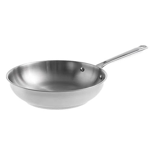 LACOR - 44424-18/10 Cuisine Stainless Steel Frying Pan, Non-Stick, Ergonomic Handle, Full Induction Bottom, Suitable for Induction, Oven and Dishwasher, Ø24cm, Height 6cm