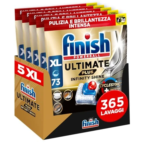 Offerta a tempo: Finish Ultimate PLUS Infinity Shine Pastiglie Lavastoviglie, 365 Capsule, per Lavastoviglie con Scudo Protettivo contro lo Sporco e i Residui Incrostati — 20% da 87,49 € a 69,99 €