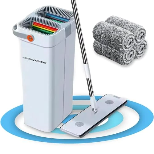 Offerta a tempo: Industry Rainbow® Mocio Lavapavimenti con Secchio Acqua Pulita e Sporca, Mop Lavapavimenti 360° Testa XL, Mocio Lavapavimenti Professionale, Secchio Lavapavimenti Doppia Vasca, Mocio Piatto - 20% da 54.00 € a 42.99 €