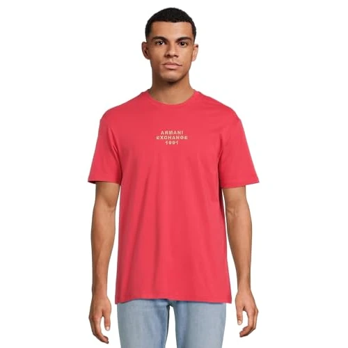 Armani Exchange Camiseta para Hombre con Logotipo de 1991, Cardenal, X-Large