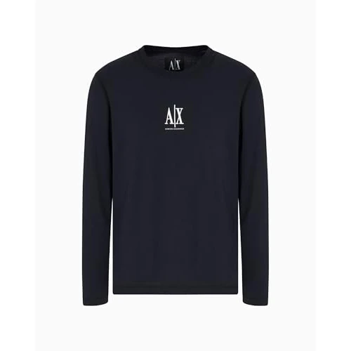 Armani Exchange Men's Icon Project, Embroidered Logo, Long Sleeve, T-Shirt, Blue, M