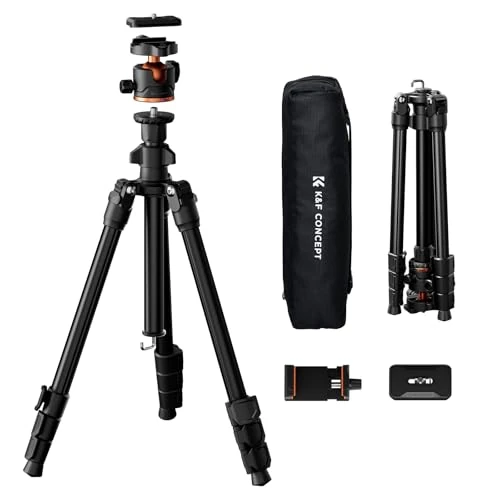 Offerta a tempo: K&F CONCEPT Treppiede Fotocamera e Smartphone 178cm, Cavalletto Fotografico - 15% da 69.99 € a 59.49 €
