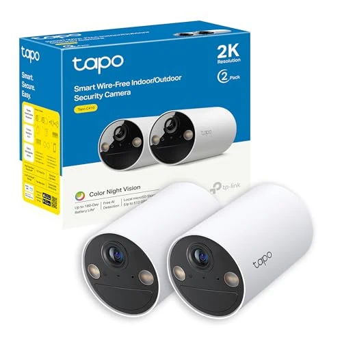 Oferta limitada: Tapo C410 (paquete de 2), visión nocturna a color 2K 3MP, recargable, panel solar, IP65, almacenamiento local/en la nube, ángulo de 110°, alarma iluminada y sonora, cámara de seguridad de 89.99 EUR a 89.99 EUR (ahorro 0%)