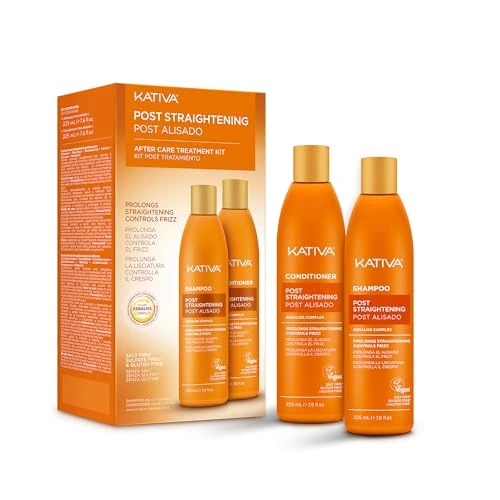 Offerta a tempo: KATIVA Trattamento Post Lisciante Brasiliano | Shampoo e Balsamo | Prolunga la Lisciatura del 50% | Antifrizz | Kit 2 pezzi | 225 ml | con cheratina vegetale e acido ialuronico - 40% da 18.28 € a 10.94 €
