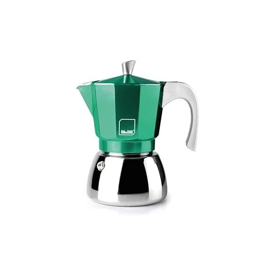 Offerta a tempo: IBILI - Macchina per caffè espresso Elba Green, 9 tazze, 450 ml, Alluminio pressofuso, Base in acciaio inossidabile, Adatto per induzione - 0.00% da 10.08 € a 10.08 €