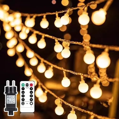 Offre limitee: Liyade Guirlande lumineuse extérieure, 23M 200 LED boule de guirlande lumineuse extérieure courant, 8 modes et fonction Merk, guirlande lumineuse intérieure avec prise, idéale pour Noël, mariage, fête de 24.78 EUR a 22.55 EUR (economie 9%)