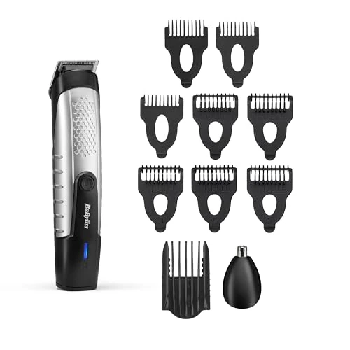 Oferta limitowana: Trymer do Brody BaByliss Lithium Power — Bezprzewodowy zestaw groomingowy z ostrzami ze stali nierdzewnej, trymerem do nosa i uszu, 14 długości cięcia (0,5–10 mm), ładowanie USB, 80 minut pracy, T812E z 119.00 zł na 119.00 zł (oszczędź 