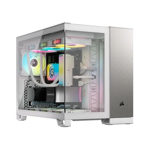 Begrenztes Angebot: CORSAIR 2500X Small-Tower mATX-Doppelkammer-PC-Gehäuse – Gehärtetes Panoramaglas - Umgekehrte Verbindung Motherboard-Kompatibel – Keine Ventilatoren Inbegriffen – Weiß/Satin-Grau Aluminium von 209.90 EUR auf 143.40 EUR (Rabatt 32%)