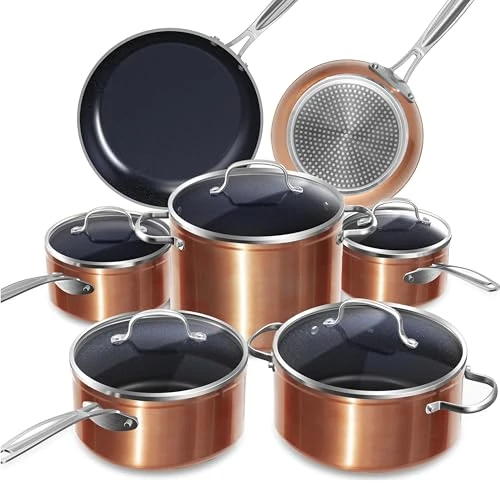 Offerta a tempo: Nuwave Set Pentole e Padelle 12 Pezzi Duralon Ceramica, Rame, No PFAS | Rivestimento ceramico G10; durezza 9H antiabrasione e antimacchia; forno fino a 260 °C; tutti i piani cottura - 39% da 243.99 € a 149.14 €