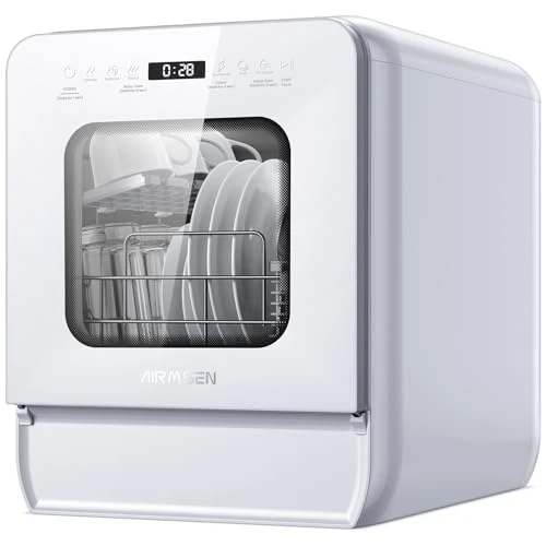 Offre limitée : AIRMSEN Mini Lave-vaisselle de Table avec 7+2 Programmes, Design Ultra-Étroit & Profond 37 * 50cm, 4 couverts, Démarrage Différé 1-24H, Double Jet 360°, Réservoir d'Eau de 5L, Blanc (Blanc) de 289.99 € à 289.99 € (0.00% de remise)