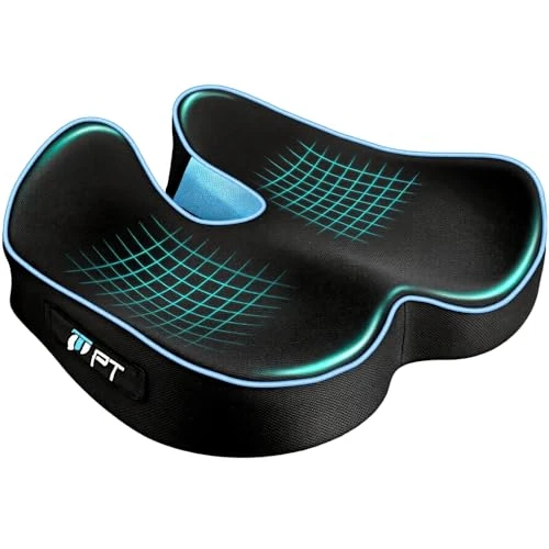 POOTACK Memory Foam Seat Cushion for Office Chair & Car– Non-Slip Ergonomic Design for Desk (M shape)